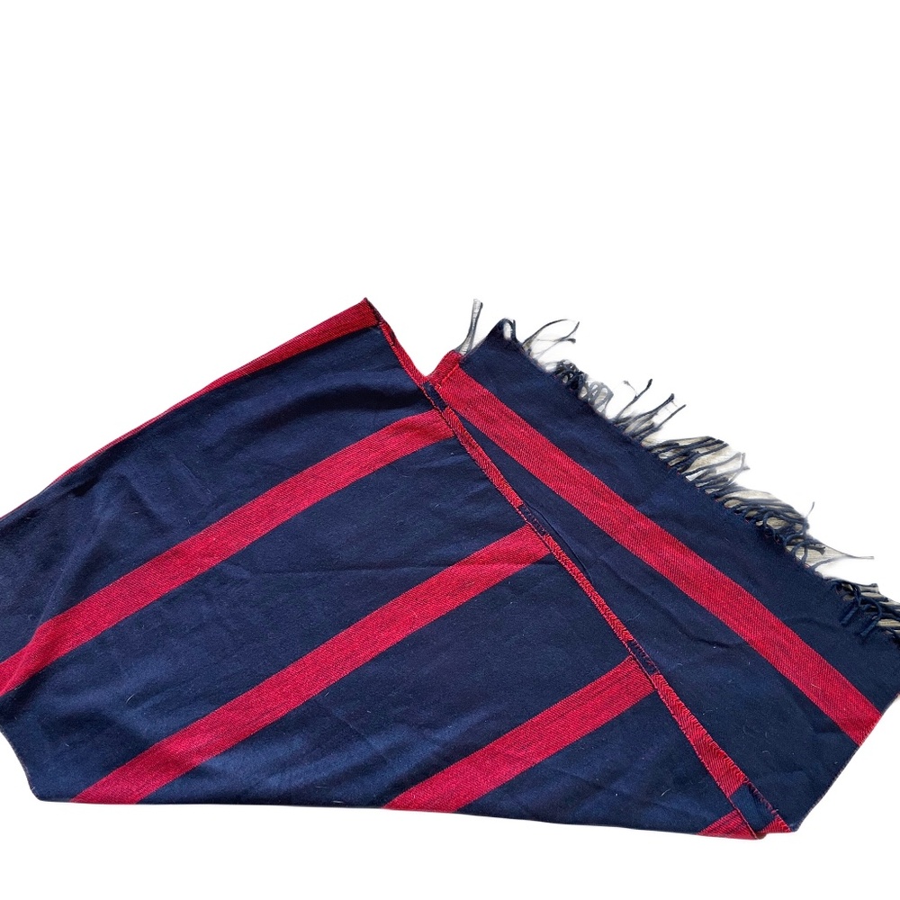 ❤️ GAP RED & NAVY STRIPED FRINGE SCARF